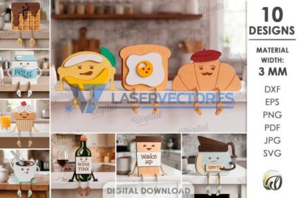 Paquete de divertidos personajes de cocina