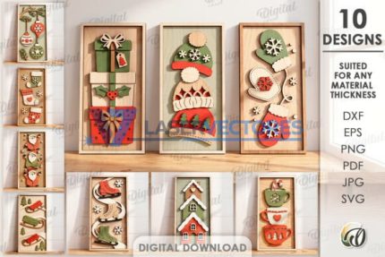 Paquete triple de letreros navideños para pared