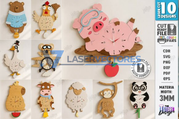 Juego de reloj de pared con péndulo de animales