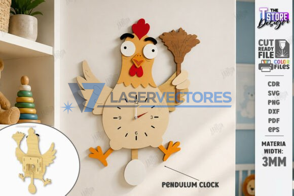 Juego de reloj de pared con péndulo de animales - Imagen 5