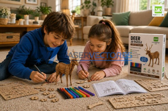 Rompecabezas 3D de ciervo - Imagen 2