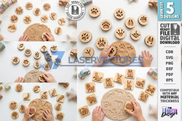 Paquete de sellos de madera Montessori