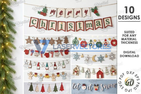 Paquete de banderines navideños