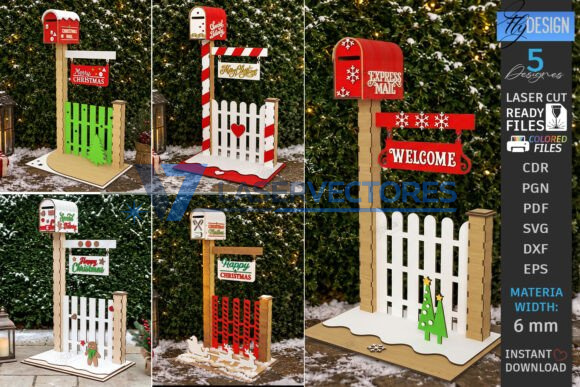 Paquete de postes de buzón navideños