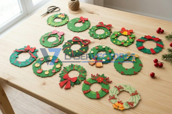 Juego de adornos de coronas navideñas