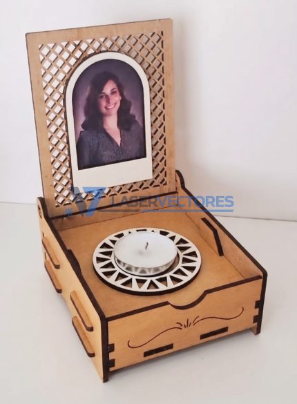 Caja Memorial con Portavela, Portarretrato y Cajón