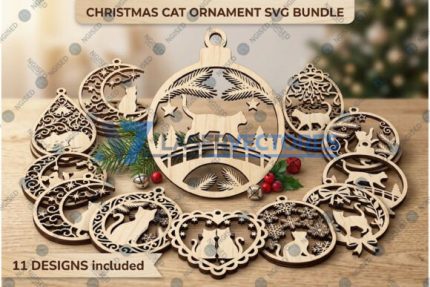 Paquete de adornos navideños de gatos