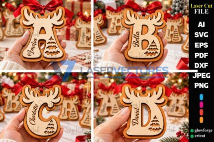 Paquete de letras de renos navideños