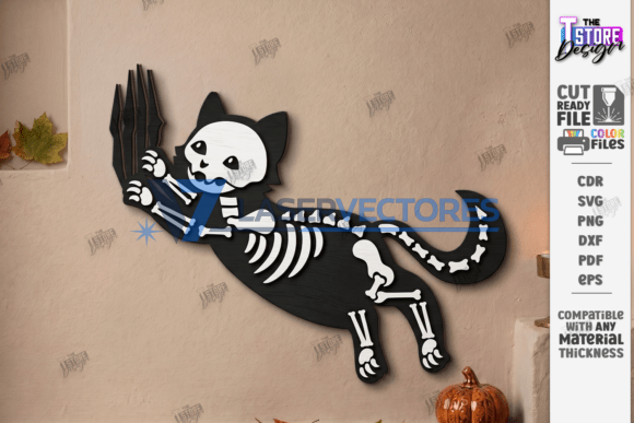 Paquete de gatos esqueleto de Halloween - Imagen 4