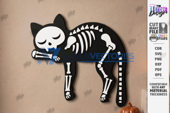 Paquete de gatos esqueleto de Halloween - Imagen 5