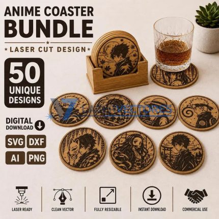 Paquete de mas de 50 diseños de posavasos de anime