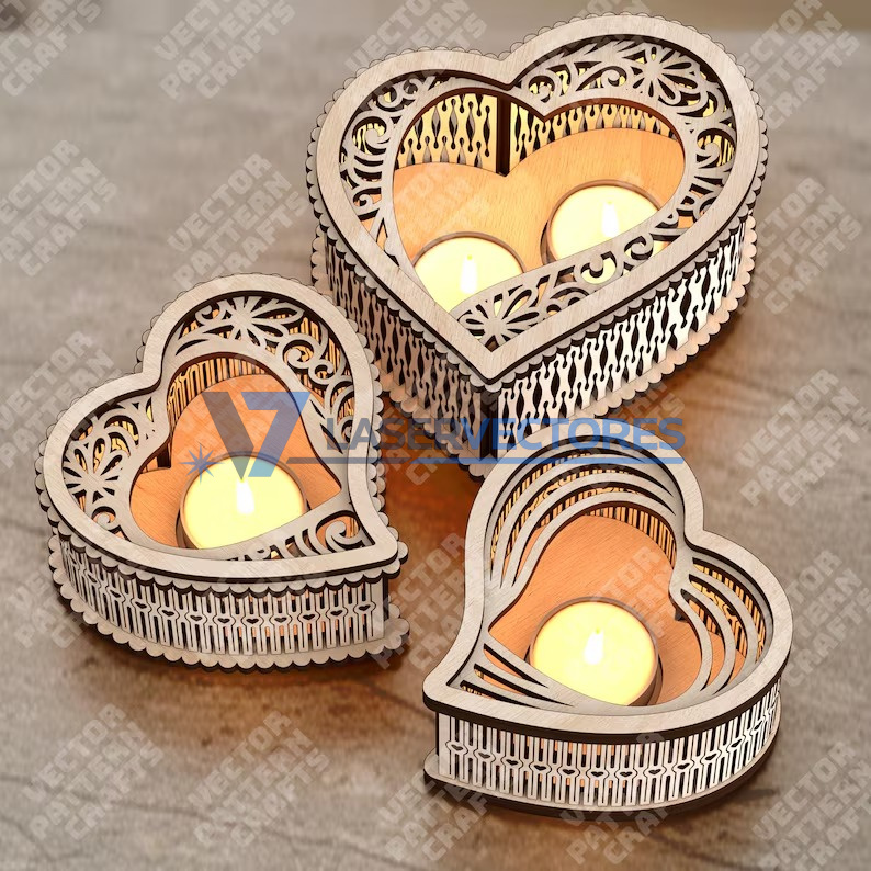 Portavelas de 3 corazones - Imagen 2