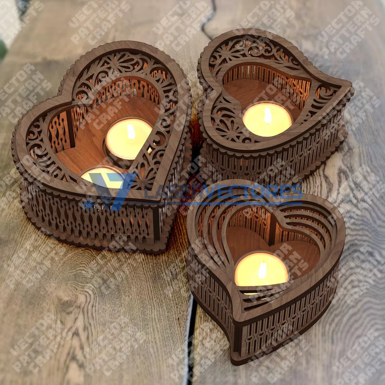 Portavelas de 3 corazones - Imagen 4