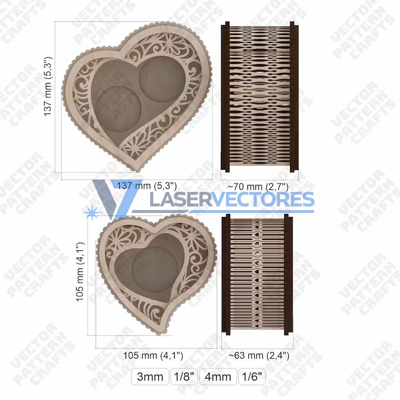 Portavelas de 3 corazones - Imagen 6