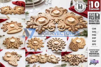 Juego de portavelas navideños de varias capas