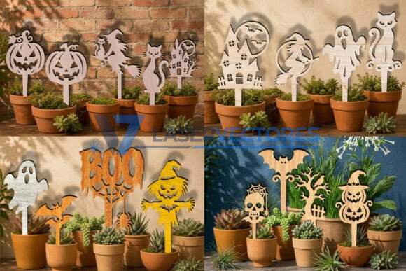 Paquete de estacas para plantas de Halloween