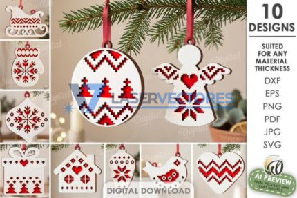 Lote de adornos navideños folclóricos nórdicos