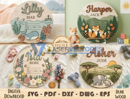 Letreros con nombres de bebé inspirados en el bosque