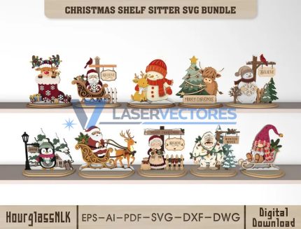 Pack de 10 Personajes Navideños Decorativos para Estantes