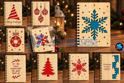 Cuaderno de madera navideño