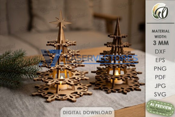 Juego de portavelas con forma de árbol de Navidad - Imagen 5