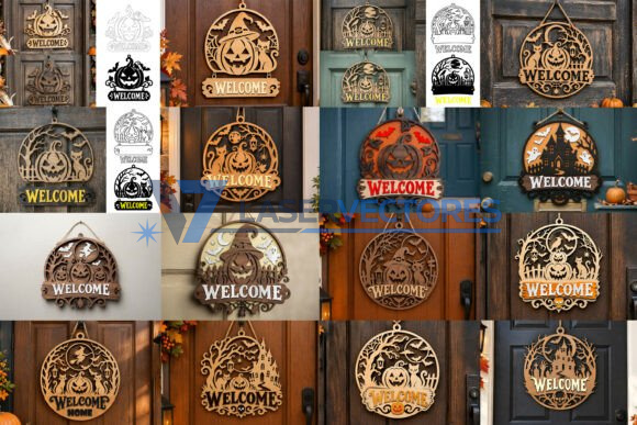 Paquete de letreros de puerta de Halloween