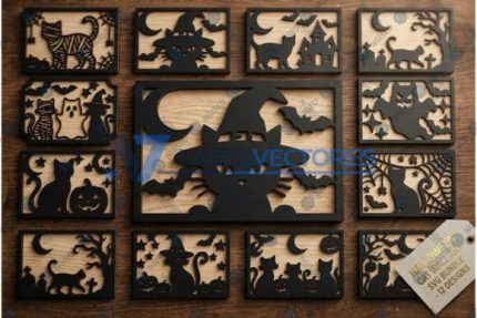 Paquete decoración de pared de gatos de Halloween