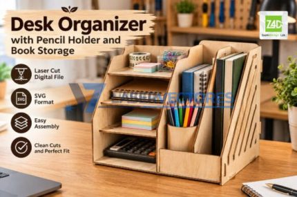 Organizador de escritorio con portalápices y libro
