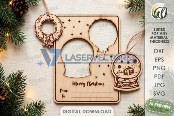 Paquete de tarjetas de felicitación con adornos navideños - Imagen 2