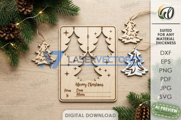Paquete de tarjetas de felicitación con adornos navideños - Imagen 4