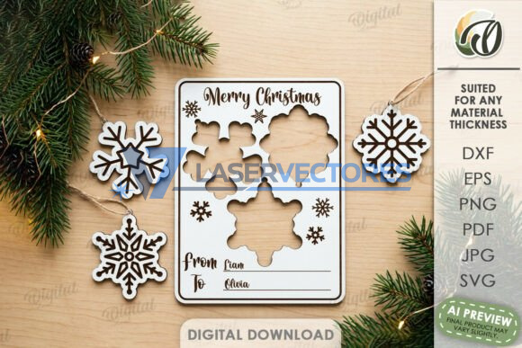Paquete de tarjetas de felicitación con adornos navideños - Imagen 6