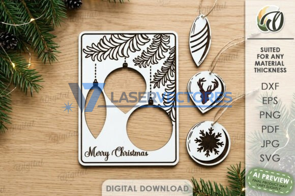 Paquete de tarjetas de felicitación con adornos navideños - Imagen 7
