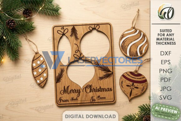 Paquete de tarjetas de felicitación con adornos navideños - Imagen 11