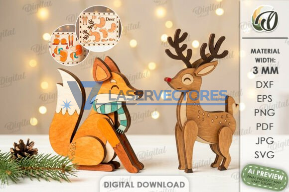 Paquete de adornos navideños para estantería con forma de animales - Imagen 2