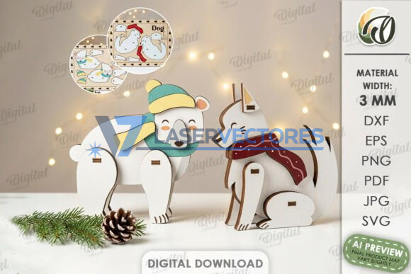 Paquete de adornos navideños para estantería con forma de animales - Imagen 3