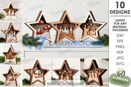 Paquete de estrellas navideñas en capas