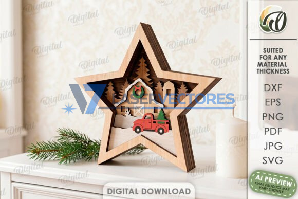 Paquete de estrellas navideñas en capas - Imagen 2