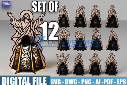 Juego de 12 archivos para decorar faroles de la Natividad