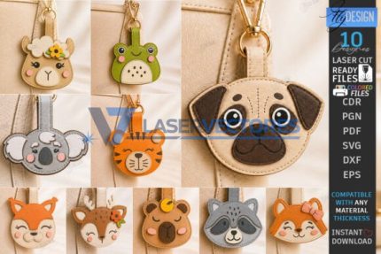 Llavero de piel con forma de animal y etiqueta para bolso (paquete de dos)