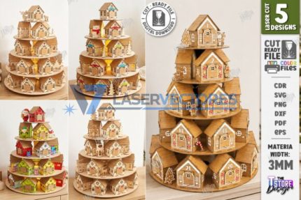 Paquete de calendario de adviento de pueblo navideño