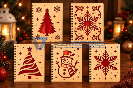 Paquete de fundas de madera navideñas para cuadernos