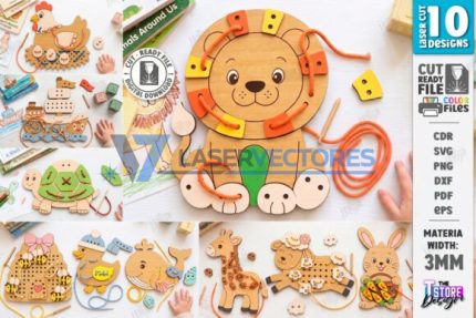 Juego de juguetes de animales para ensartar