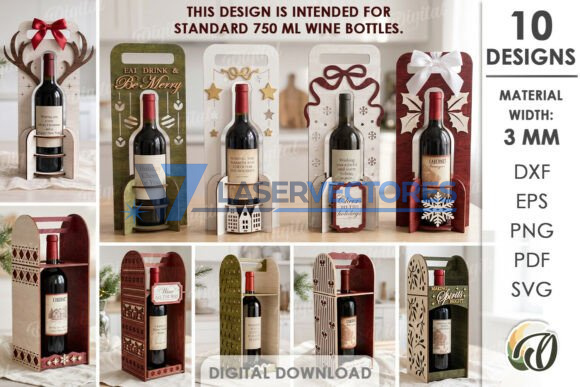 Juego de soportes para botellas de vino navideños