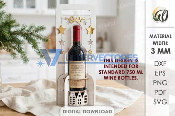 Juego de soportes para botellas de vino navideños - Imagen 8