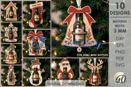 Juego de mini portabotellas con forma de árbol de Navidad