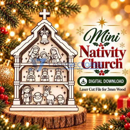 Mini Iglesia Navideña con Belén