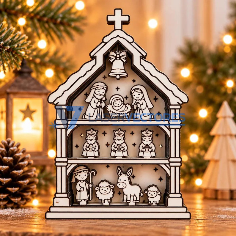 Mini Iglesia Navideña con Belén - Imagen 2