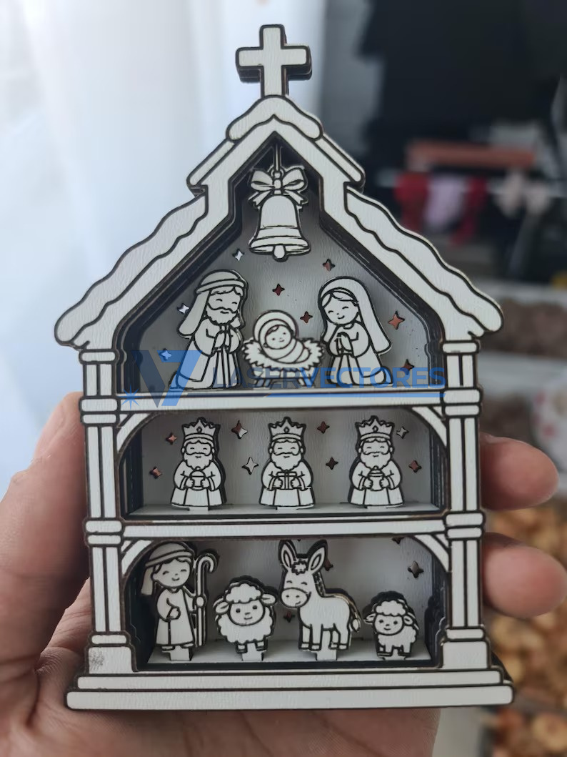 Mini Iglesia Navideña con Belén - Imagen 3