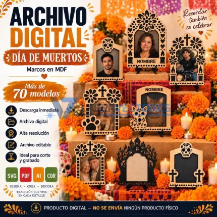 Colección de Más de 70 Portarretratos Día de Muertos