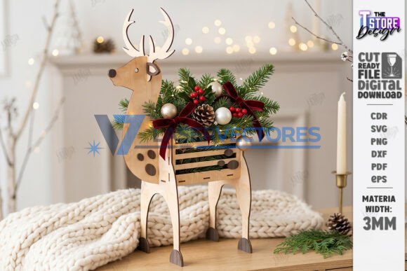Juego de macetas navideñas con diseño de reno - Imagen 4